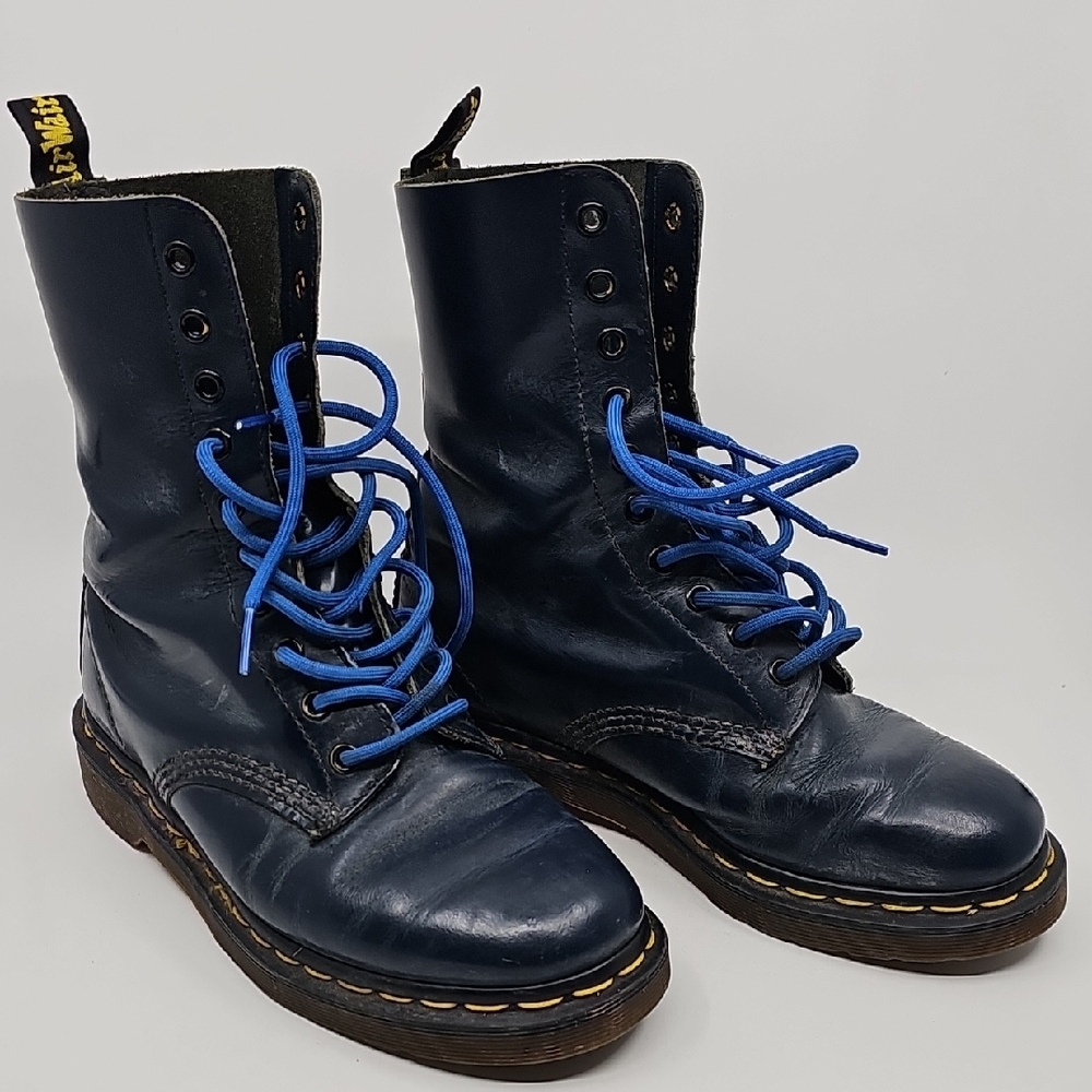 Classic Navy Blue Lace-Up Boots